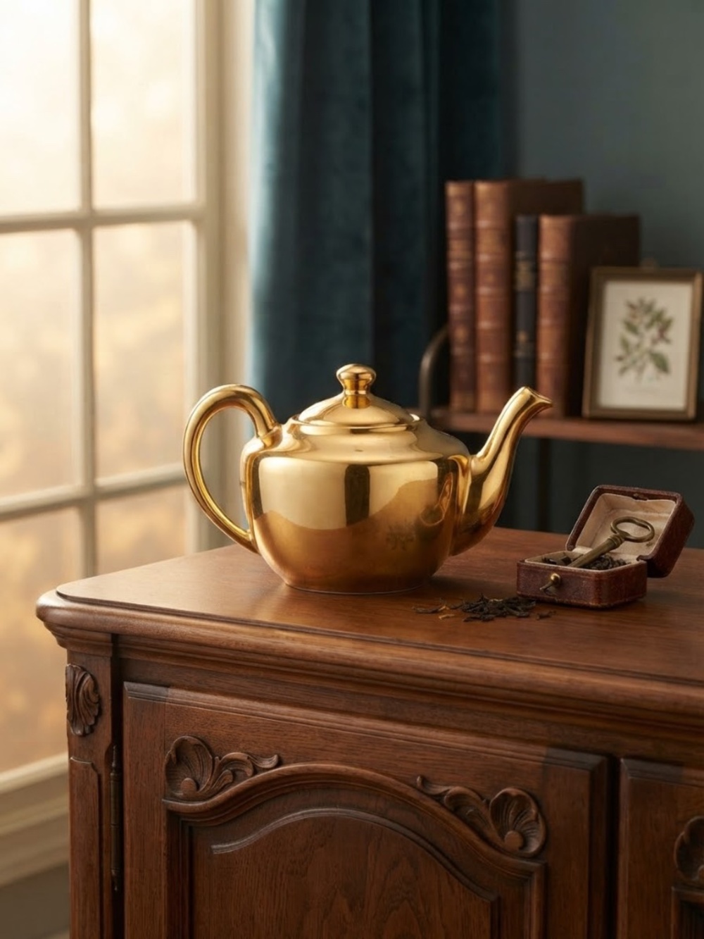 Vintage Royal Worcester Gold Lustre Glaze Ceramic Teapot Shape 5 Size 4